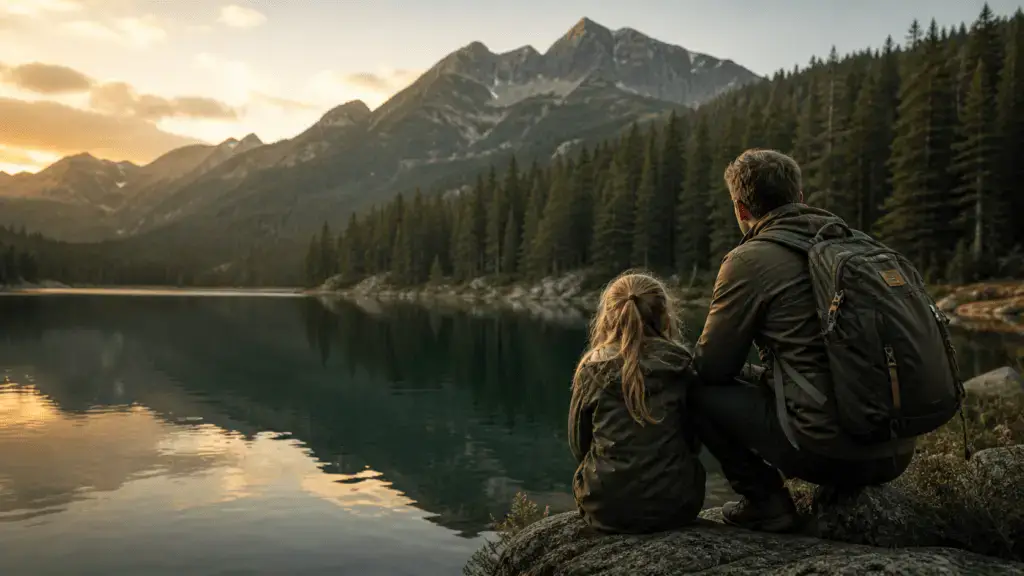 Bill Ilkov enjoying mountain views with daughter