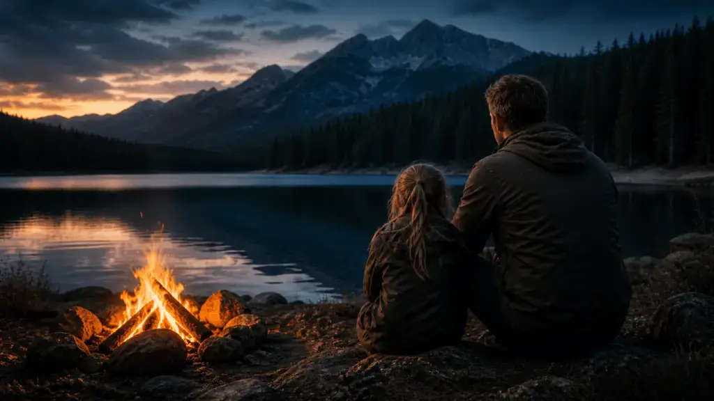 Bill Ilkov enjoying mountain views with daughter