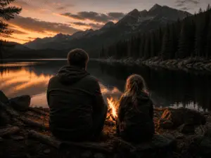 Bill Ilkov enjoying mountain views with daughter
