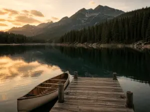 Lake view with mountains, and peace