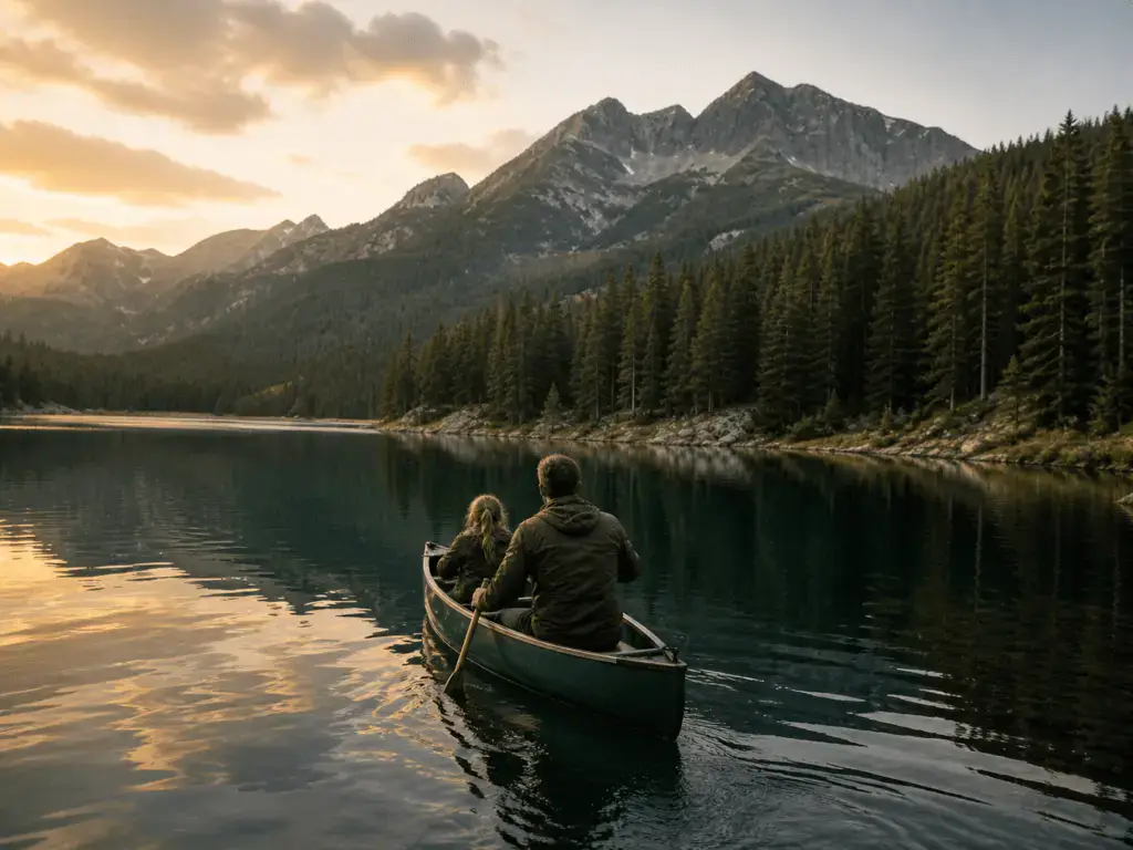 Small boats and mountain views