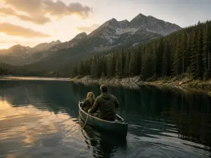 Small boats and mountain views